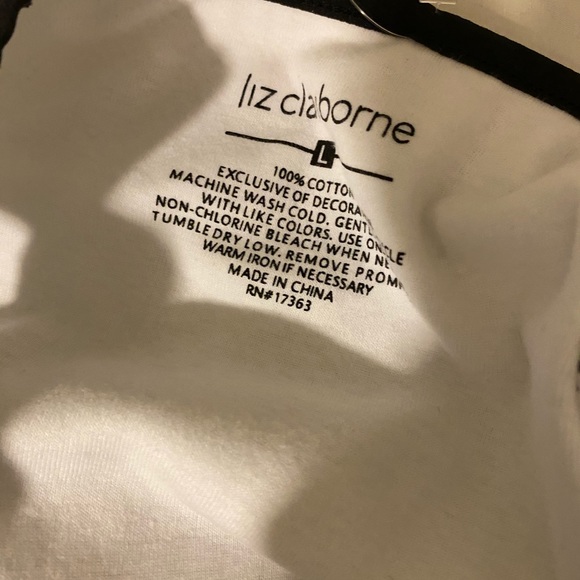 Tank Top Ladies Liz Claiborne L Sleeveless Blk&Wht - Picture 5 of 5
